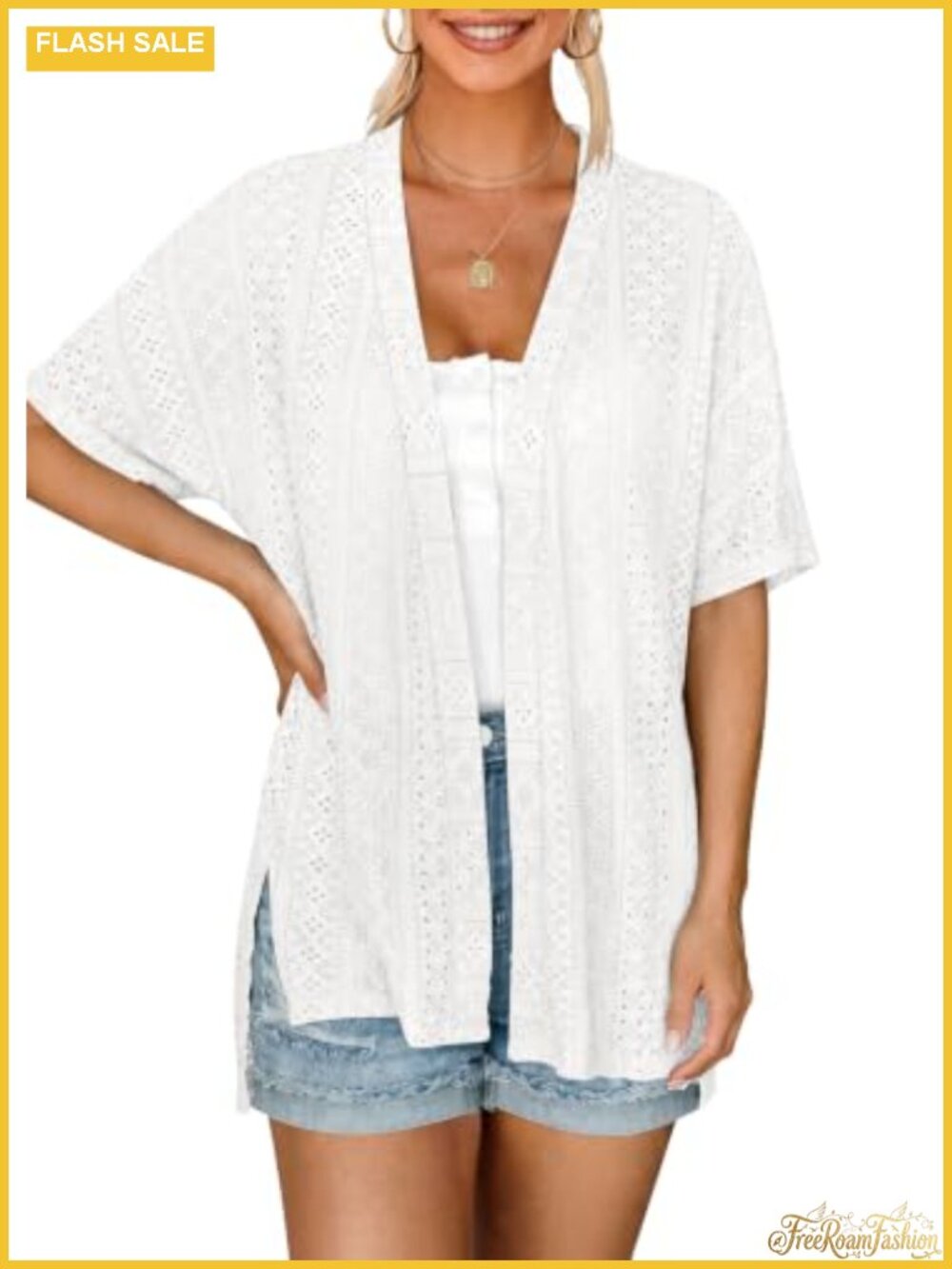 Lightweight Loose Fit Cardigan Short Sleeve Open Front Knit Women S-3XL